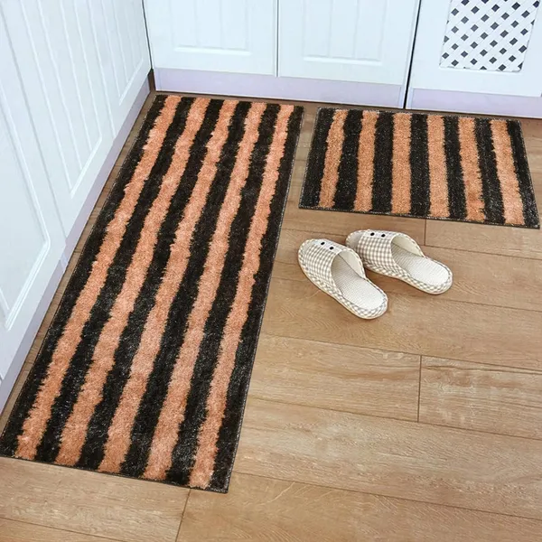 _Gold_Stripes_Design_Anti-Slip_Mantella_Bath_Mat_&_Runner_Size_-_40x60_CM,_55x137_CM,_Non-Slip_Latex_Backing_Floor_Mat_for_Bedroom,_Bedside,_Office,_Living_Room_(Grey-Gold)
