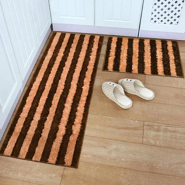 _Gold_Stripes_Design_Anti-Slip_Mantella_Bath_Mat_&_Runner_Size_-_40x60_CM,_55x137_CM,_Non-Slip_Latex_Backing_Floor_Mat_for_Bedroom,_Bedside,_Office,_Living_Room_(Coffee-Gold)
