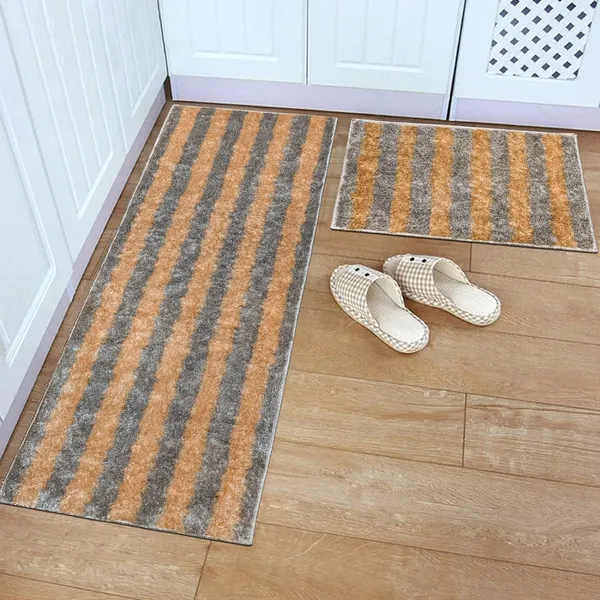 _Gold_Stripes_Design_Anti-Slip_Mantella_Bath_Mat_&_Runner_Size_-_40x60_CM,_55x137_CM,_Non-Slip_Latex_Backing_Floor_Mat_for_Bedroom,_Bedside,_Office,_Living_Room_(Silver-Gold)