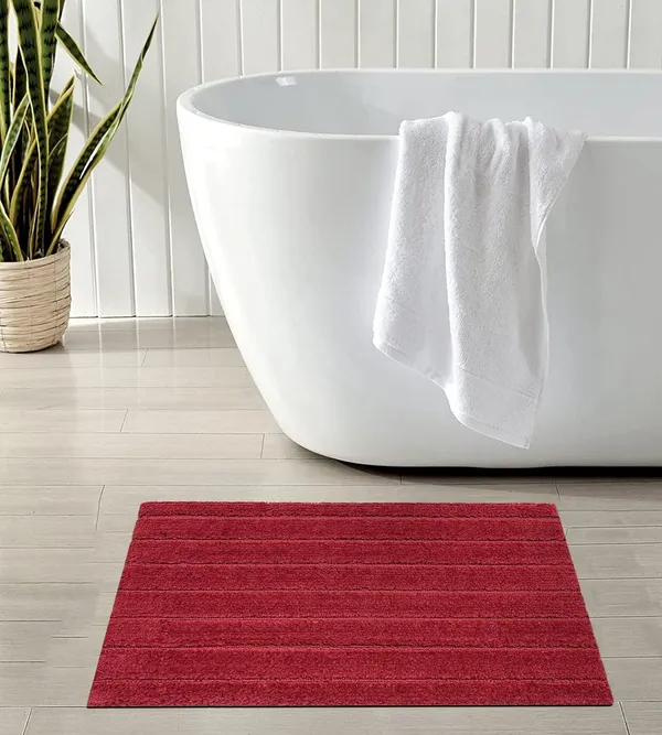 _Anti-Slip_Gel_Backing_Solid_Design_Paris_Microfiber_Bathroom_Rug_Bath_Mat_Size_-_40x60_CM,_for_Door,_Entrance_Way,_Mat_for_Floor,_Kitchen,_Tub,_Shower,_Pack_of_1_Piece_(Red)
