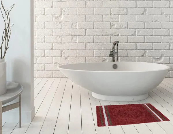 _Tufted_Mirage_Bath_Mat_Anti-Slip_Latex_Backing_Size_-_40x60_CM,_Geometric_Design_Mat_Non-Slip_Microfiber_Mat_for_Bathroom,_Floor,_Kitchen,_Home,_Living_Room,_Pack_of_1_Piece_-_Red