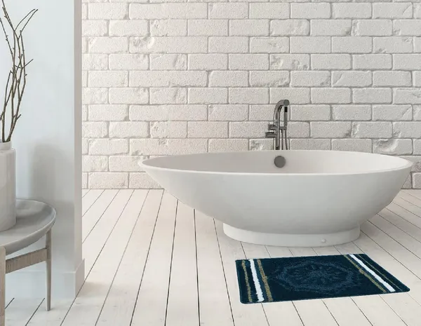 _Tufted_Mirage_Bath_Mat_Size_-_40x60_CM,_Geometric_Design_Non-Slip_Microfiber_Mat_for_Bathroom,_Floor,_Kitchen,_Living_Room,_Pack_of_1_Piece_-_Blue
