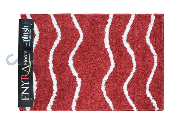 _Bath_Mat_Non-Slip_Gel_Backing_Waves_Design_Microfiber_Plush_Bath_Mat_Size_-_40x60_CM,_Floor_Mat,_Bathroom,_Door,_Entrance_Way,_Kitchen,_Pack_of_1_Piece,_Red