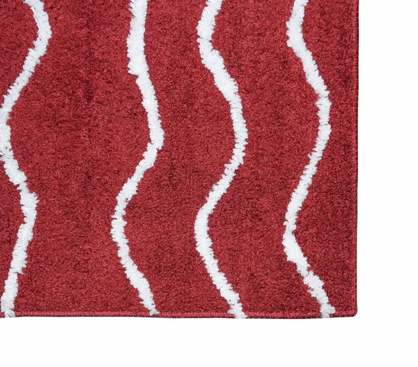 _Bath_Mat_Non-Slip_Gel_Backing_Waves_Design_Microfiber_Plush_Bath_Mat_Size_-_40x60_CM,_Floor_Mat,_Bathroom,_Door,_Entrance_Way,_Kitchen,_Pack_of_1_Piece,_Red