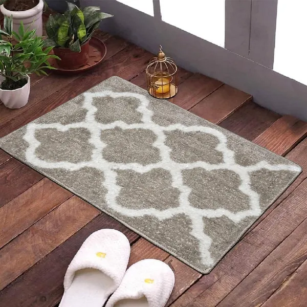 _Microfiber_Serene_Bath_Mat_Size_-_37x57_CM,_Non-Slip_Hot_Melt_Backing_Abstract_Design_Mat_for_Bathroom_Floor,_Door,_Kitchen,_Entrance_Way,_Bedroom_-_Pack_of_1_Piece,_Oat