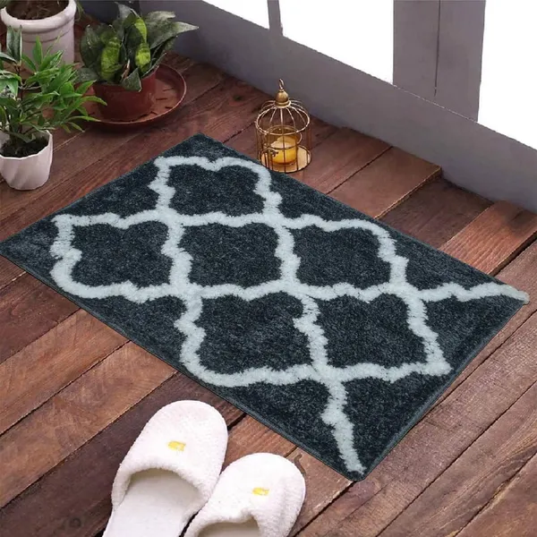 _Microfiber_Serene_Bath_Mat_Size_-_37x57_CM,_Non-Slip_Hot_Melt_Backing_Abstract_Design_Mat_for_Bathroom_Floor,_Door,_Kitchen,_Entrance_Way,_Bedroom_-_Pack_of_1_Piece,_Grey