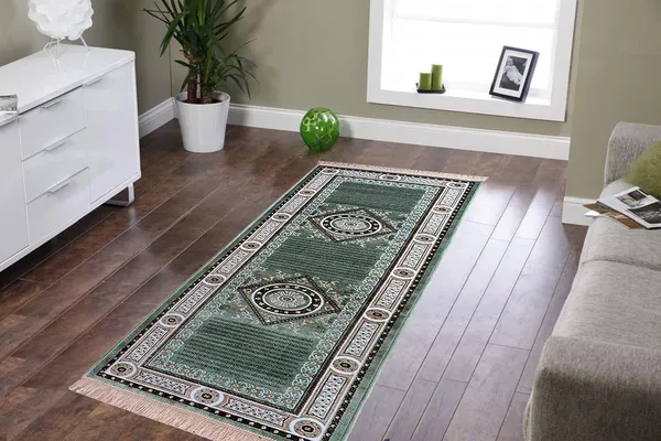 _Anti-Slip_Polyester_Traditional_Design_Jhelum_Carpet_Runner_2x6_Feet/24x72_Inch,_Pack_of_1_Piece,_for_Bedside,_Bedroom,_Kitchen,_Living_Room,_Hall,_Dining_Area,_(Olive_Green)