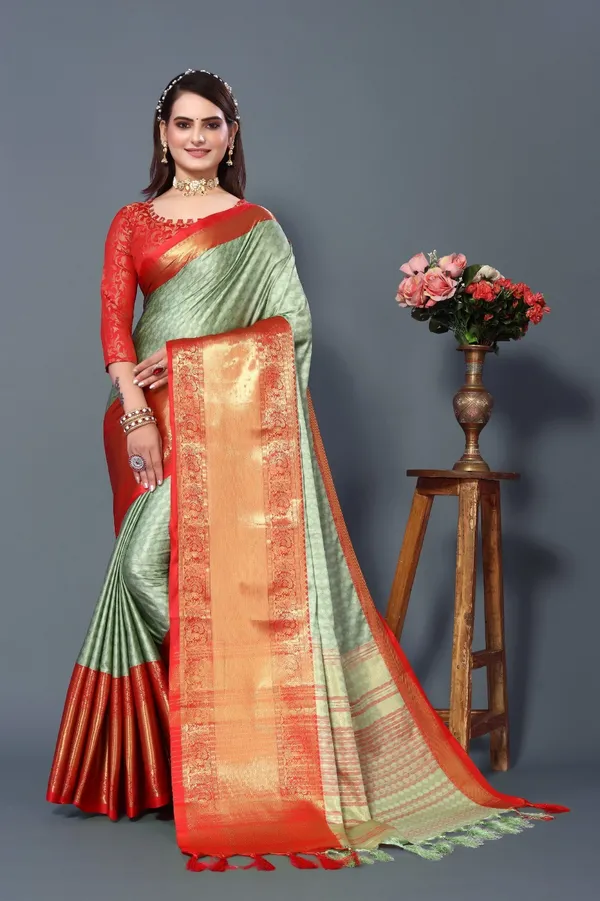 Pista_Red_Aquiliq_Printed_Self_Design_Kanjivaram_Pure_Silk_Saree__For_Women