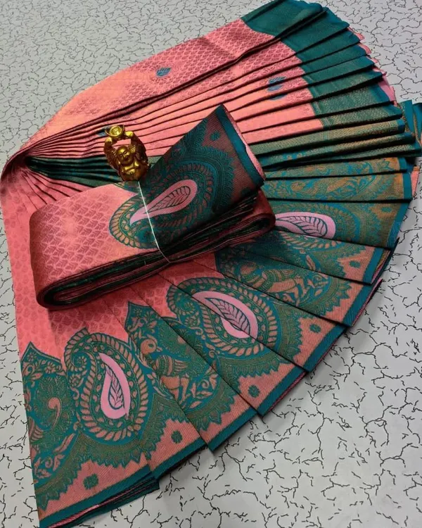Peach_Aquiliq_Woven_Bollywood_Pure_Silk_Saree_(Pink_Green)_For_Women