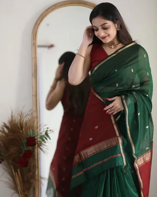 Green_Maroon_Aquiliq_Woven_Bollywood_Chanderi_Saree_For_Women