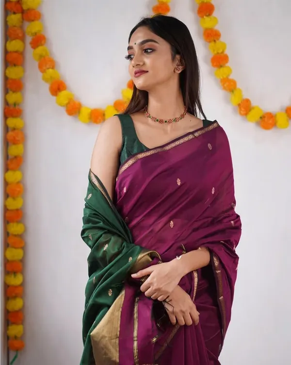 Pink_Green_Aquiliq_Woven_Bollywood_Chanderi_Saree_For_Women