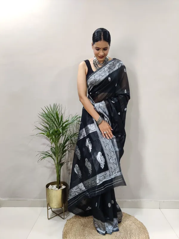 Cotton_Black_Aquiliq_Woven_Baluchari_Chanderi_Saree__For_Women