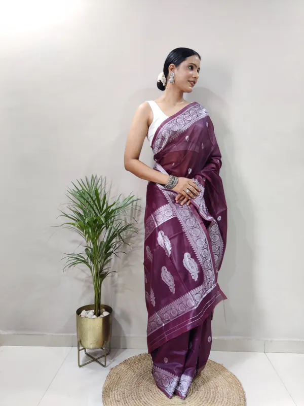 Wine_Aquiliq_Woven_Baluchari_Chanderi_Saree__For_Women