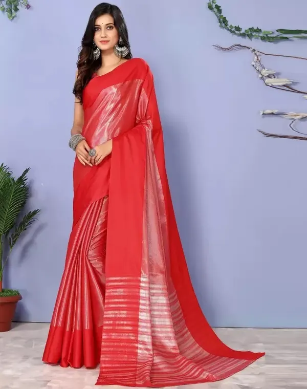 Red_Aquiliq_Solid/Plain_Kanjivaram_Pure_Silk_Saree_For_Women