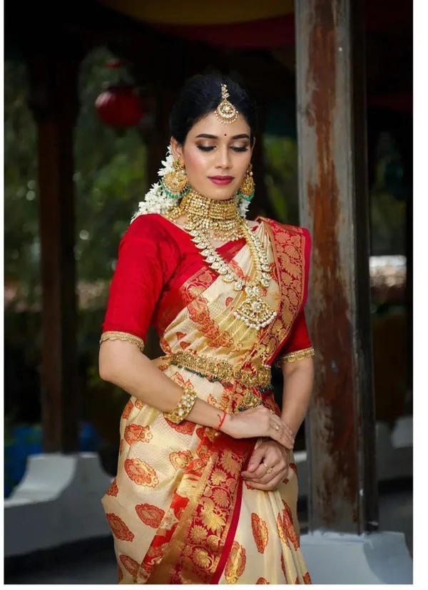 Multicolor_Pure_Kanjivaram_Silk_Saree_With_Brocade_Blouse_For_Women