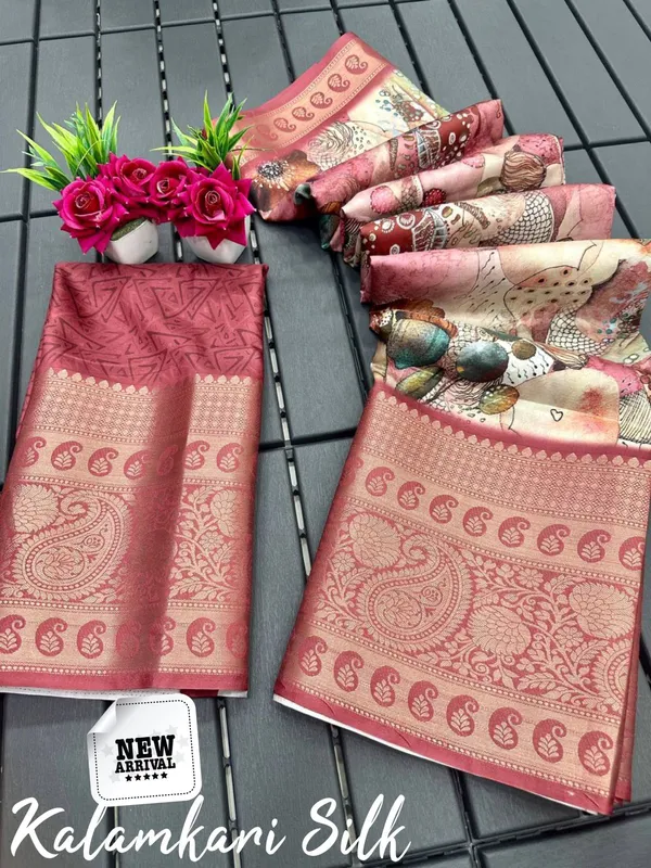Multicolor_Premium_Kalamkari_Silk_And_Digital_Print_Saree_For_Women