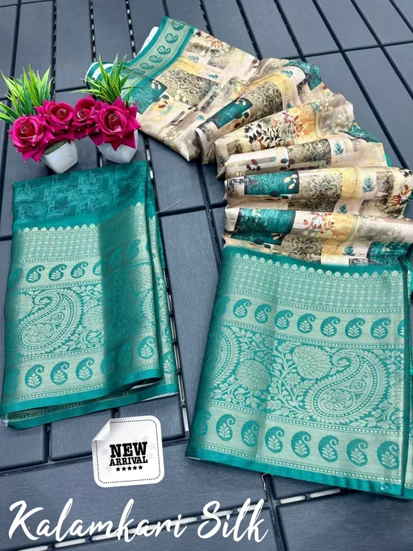 Multicolor_Premium_Kalamkari_Silk_And_Digital_Print_Saree_For_Women