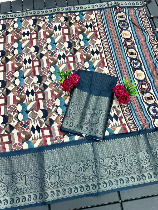 Multicolor_Premium_Kalamkari_Silk_And_Digital_Print_Saree_For_Women