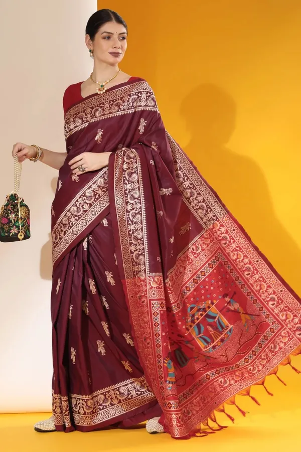 Purple_Pure_Kanjivaram_Silk_Saree_With_Brocade_Blouse_For_Women