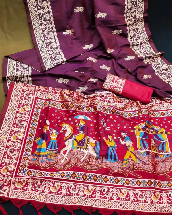 Purple_Pure_Kanjivaram_Silk_Saree_With_Brocade_Blouse_For_Women