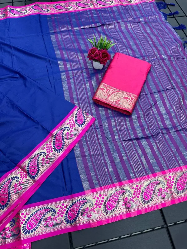 Blue_Pink_Aquiliq_Woven_Handloom_Pure_Cotton_Muslin_Saree_For_Women