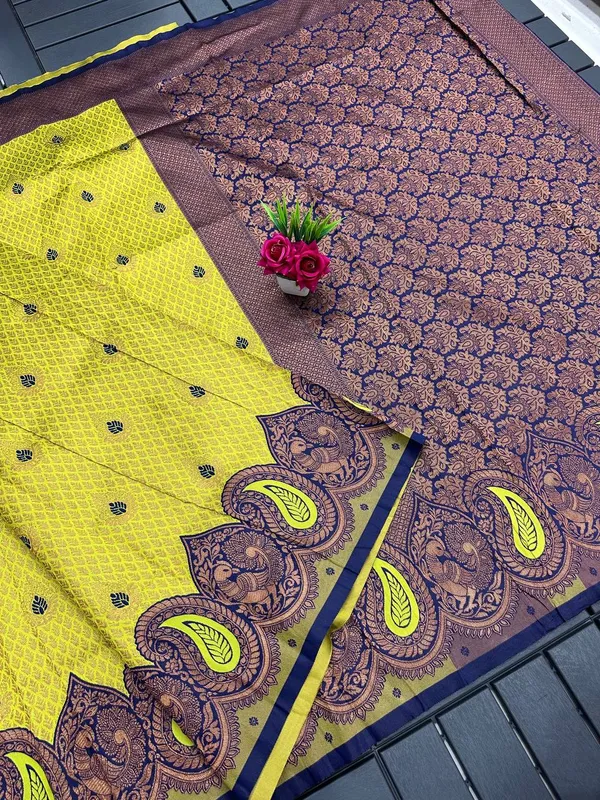 Pista_Blue_Pure_Kanjivaram_Silk_Saree_With_Brocade_Blouse_For_Women