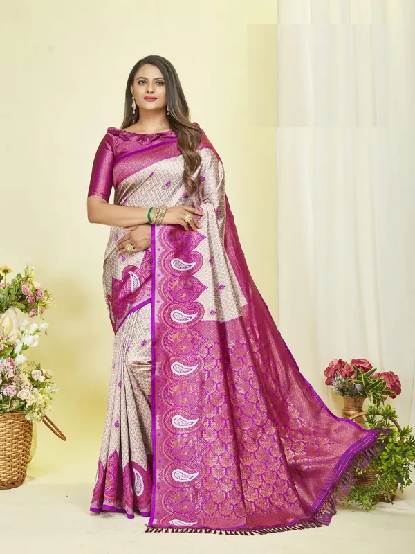 Sky_Purple_Pure_Kanjivaram_Silk_Saree_With_Brocade_Blouse_For_Women