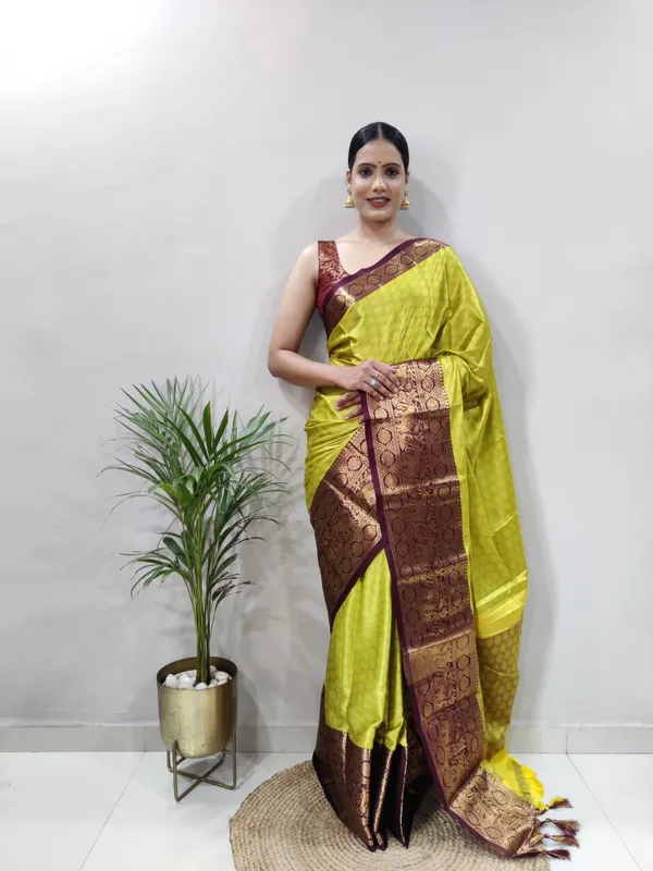 Lemon_Brown_Aquiliq_Woven_Bollywood_Cotton_Silk_Saree_For_Women