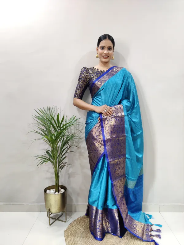 Sky_Blue_Aquiliq_Woven_Bollywood_Cotton_Silk_Saree_For_Women