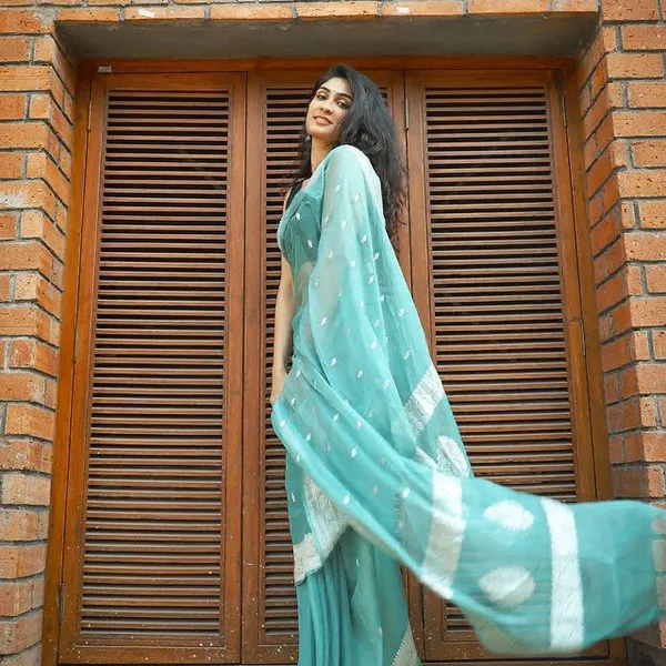 Sky_Pure_Kanjivaram_Silk_Saree_With_Brocade_Blouse_For_Women