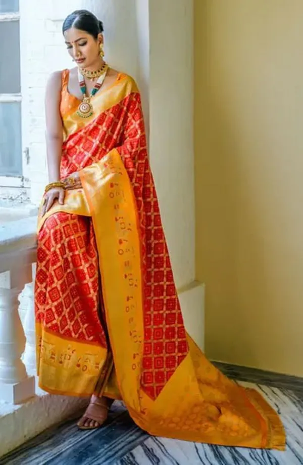 Red_Yellow_Darbari_Patola_Silk_Saree_For_Women