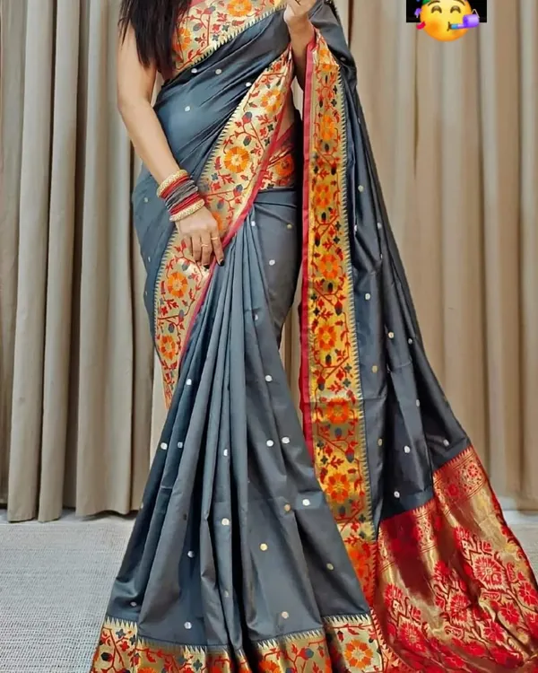 Grey_Soft_Pethani__Silk_Saree_With_Zari__Design_Weawing_Pallu_For_Women