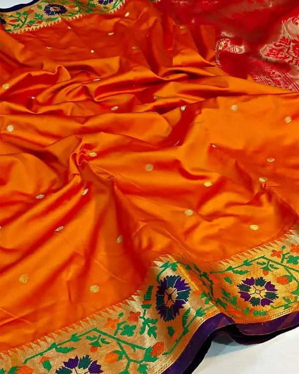 Orange_Soft_Pethani__Silk_Saree_With_Zari__Design_Weawing_Pallu_For_Women