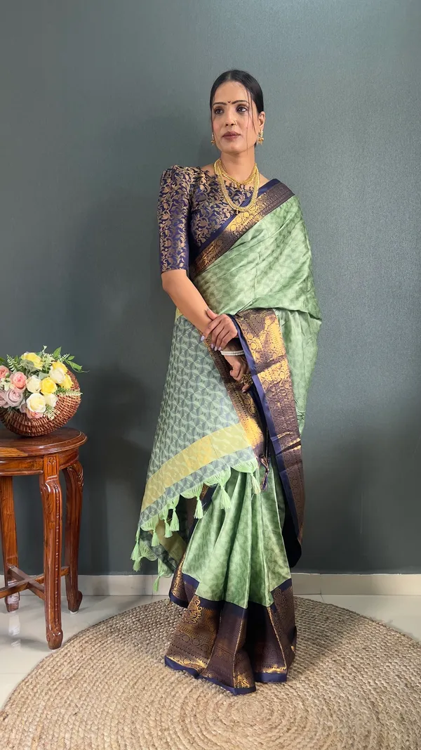Pista_Blue_Ready_To_Wear_Pistabanarasi_Silk_Saree_With_Border_For_Women