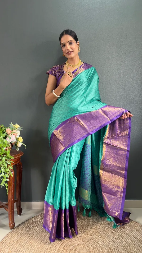 Rama_Purple_Ready_To_Wear_Banarasi_Silk_Saree_With_Border_For_Women