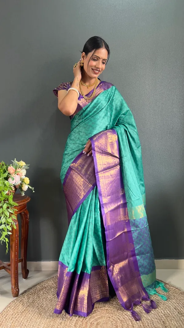 Rama_Purple_Ready_To_Wear_Banarasi_Silk_Saree_With_Border_For_Women