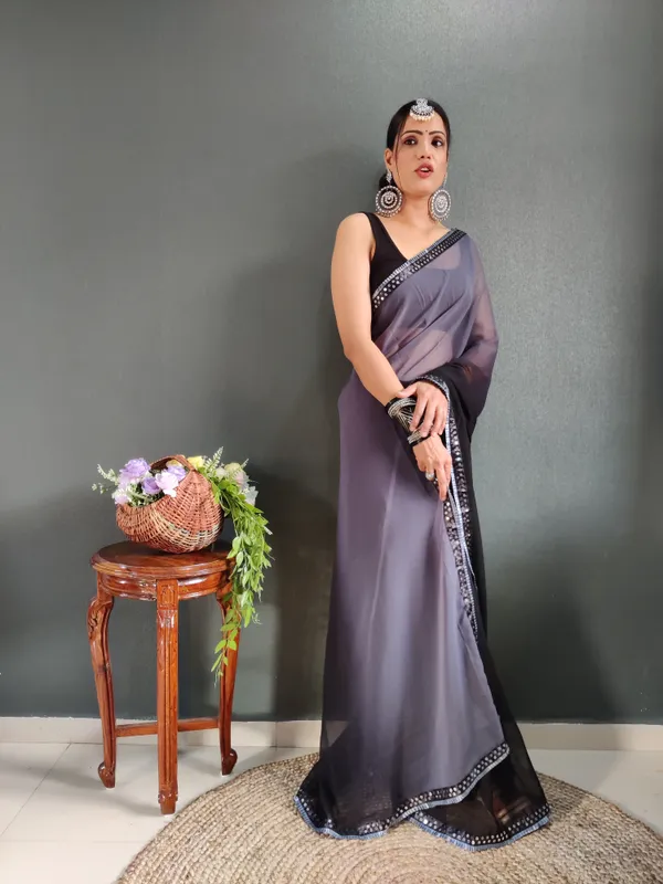Grey_Pure_Georgette_Two_Shad_Saree_With_Lace_Border_For_Women