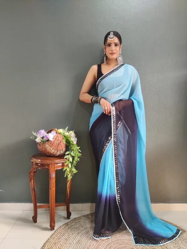 Sky_Pure_Georgette_Two_Shad_Saree_With_Lace_Border_For_Women