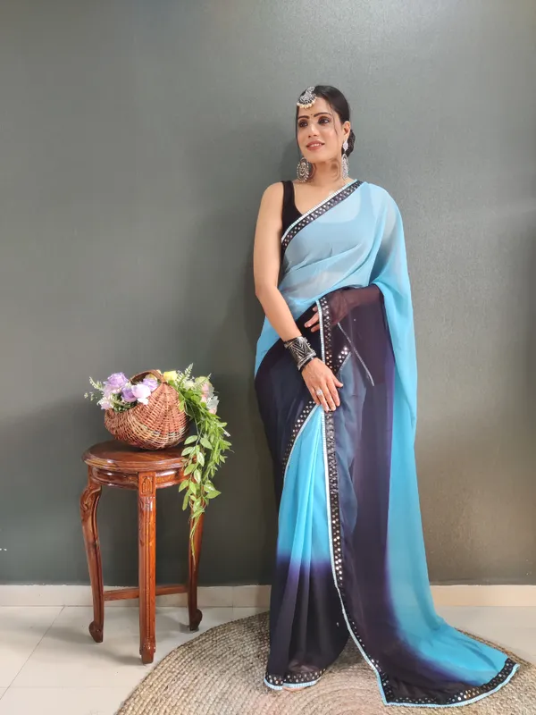 Sky_Pure_Georgette_Two_Shad_Saree_With_Lace_Border_For_Women