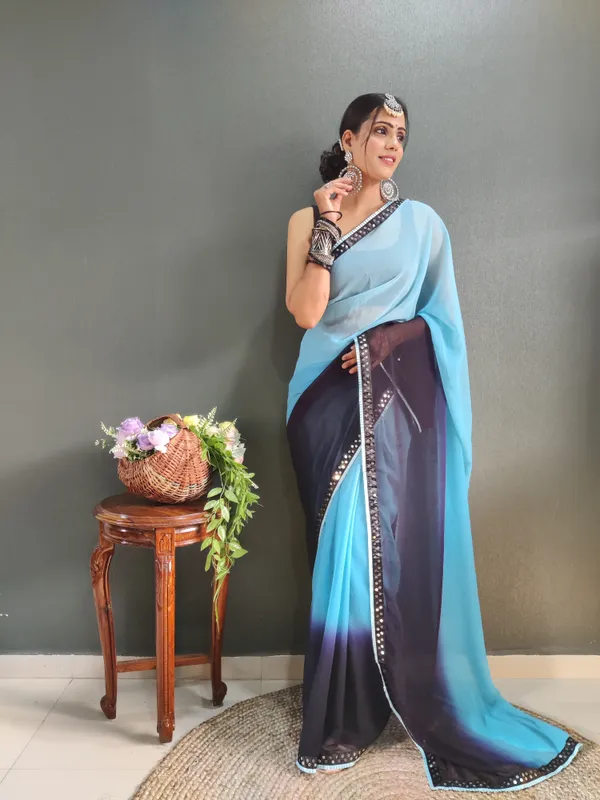 Sky_Pure_Georgette_Two_Shad_Saree_With_Lace_Border_For_Women