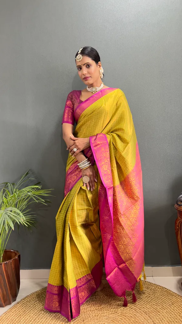 Lemon_Pink_Ready_To_Wear_Pure_Kanchipuram_Silk_Saree_With_Blouse_Piece_For_Women