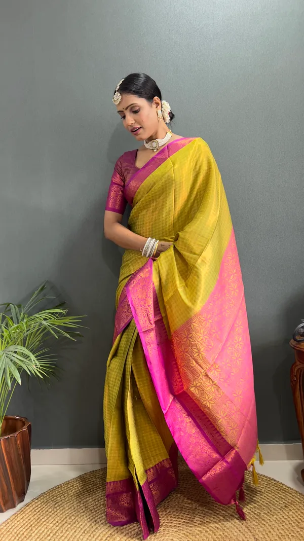 Lemon_Pink_Ready_To_Wear_Pure_Kanchipuram_Silk_Saree_With_Blouse_Piece_For_Women