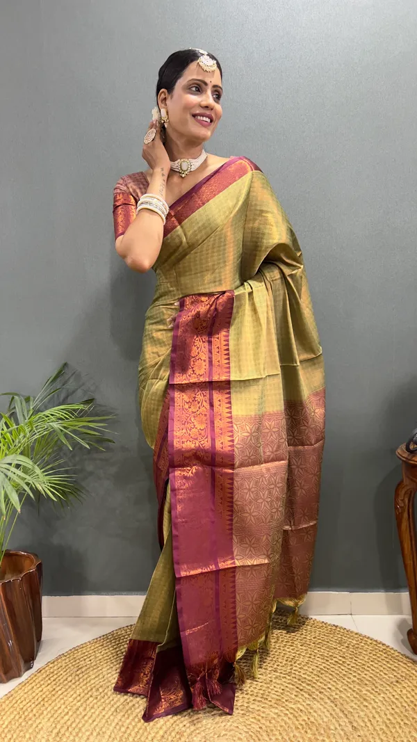 Pista_Brown_Ready_To_Wear_Pure_Kanchipuram_Silk_Saree_With_Blouse_Piece_For_Women
