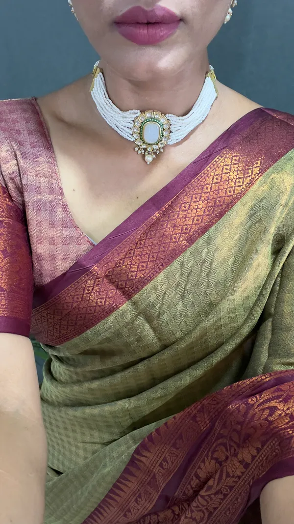 Pista_Brown_Ready_To_Wear_Pure_Kanchipuram_Silk_Saree_With_Blouse_Piece_For_Women