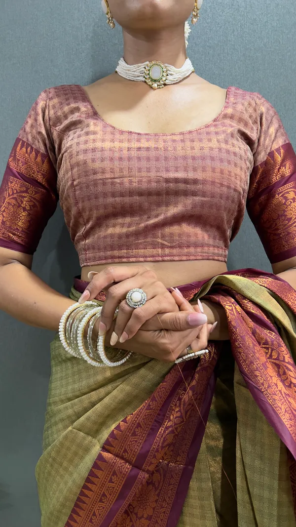 Pista_Brown_Ready_To_Wear_Pure_Kanchipuram_Silk_Saree_With_Blouse_Piece_For_Women