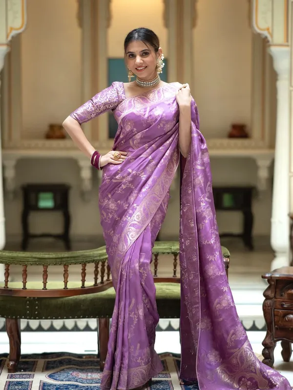 Lovendor_Pure_Kanjivaram_Silk_Saree_With_Brocade_Blouse_For_Women