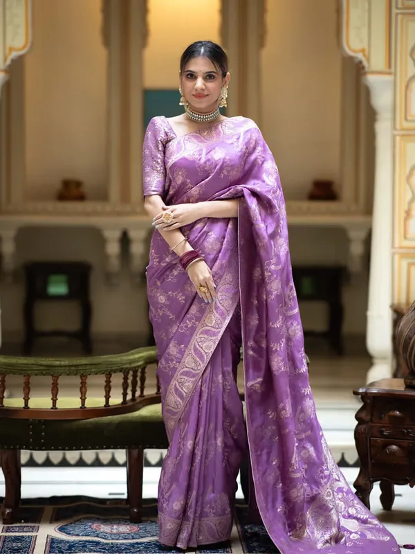 Lovendor_Pure_Kanjivaram_Silk_Saree_With_Brocade_Blouse_For_Women