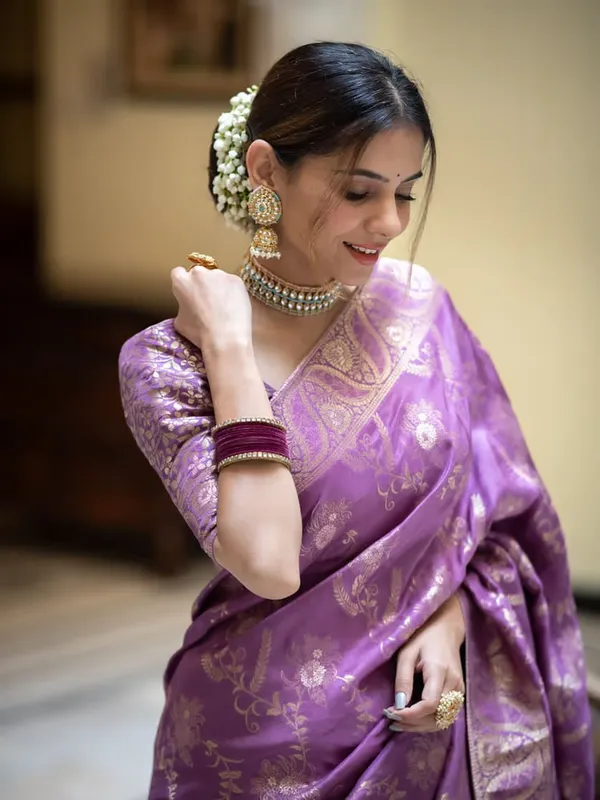 Lovendor_Pure_Kanjivaram_Silk_Saree_With_Brocade_Blouse_For_Women