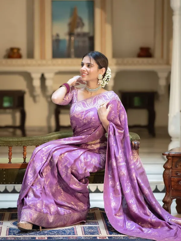 Lovendor_Pure_Kanjivaram_Silk_Saree_With_Brocade_Blouse_For_Women