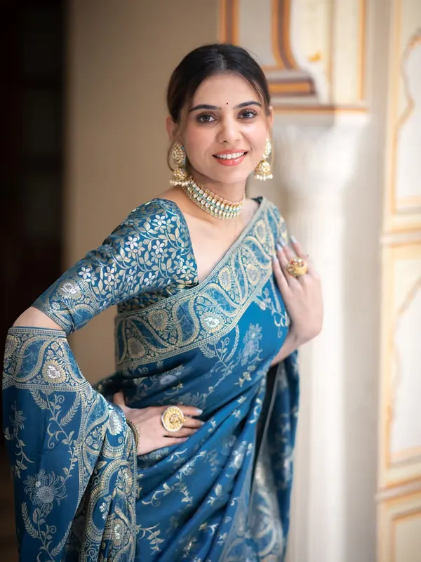 Rama_Pure_Kanjivaram_Silk_Saree_With_Brocade_Blouse_For_Women
